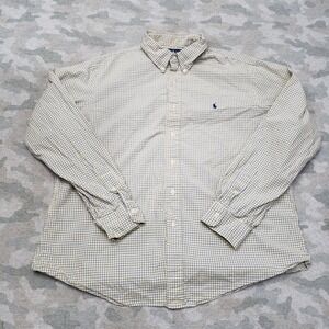 Ralph Lauren Shirt Mens XL Yellow Long Sleeve Button-Up Check